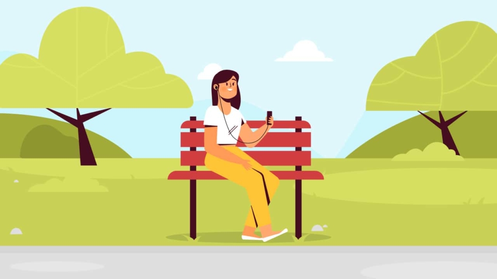 Podcast listener in the park