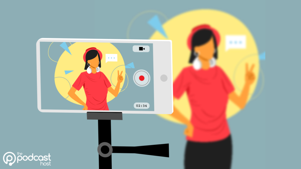 woman creating video on a smartphone