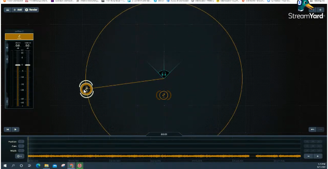 mix³ stage with one speaker and one coffee shop audio track