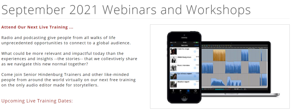 An image of Hindenburg September 2021 Webinars and Workshops
