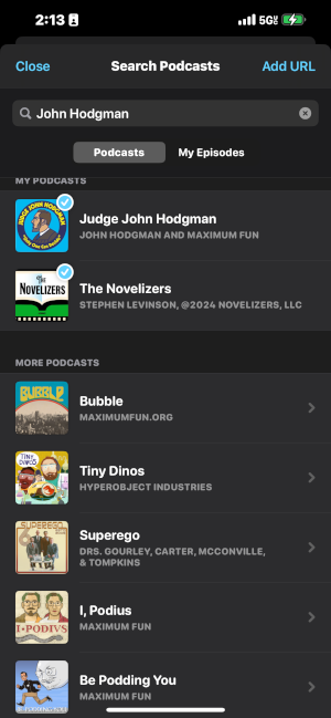 Overcast's new search function guides users through the process, not only at the top podcast level, but also at the episode level.